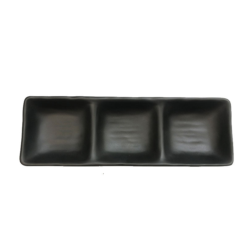 Dual Soy Sauce Dish Melamine Dual Dipping Bowls Divided Serving Tray Wasabi Sushi Dipping Plates Four Compartments Plate