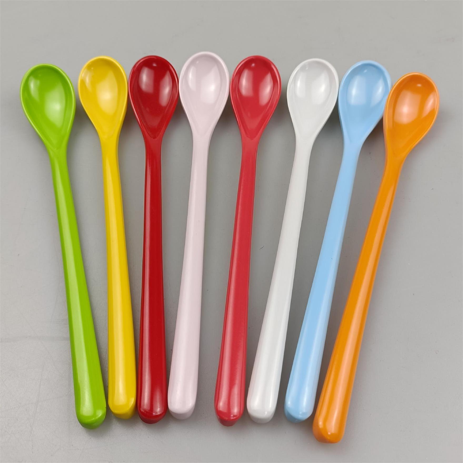 Colorful Plastic Long Handle Mixing Spoons for Cooking Coffee Tea