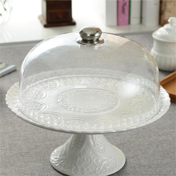 12 Inches White Porcelain Decorative Cake Stand-Cupcake Stand with Dome( 6SETS/CTN)