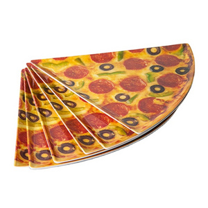 6-Piece 9 Inch Unbreakable Melamine Pizza Plate Eco-Friendly Plastic Dish Dishes Pigmented Pattern for Restaurant Use