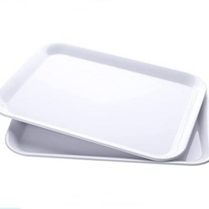 White Serving Tray, Melamine Rectangular Serving Tray/Platters Stackable Sturdy and Easy Clean for Serving Food,Fruit,D