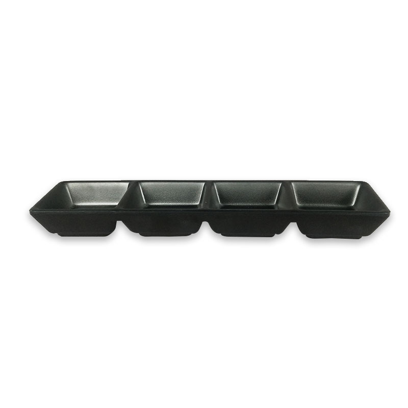 Dual Soy Sauce Dish Melamine Dual Dipping Bowls Divided Serving Tray Wasabi Sushi Dipping Plates Four Compartments Plate