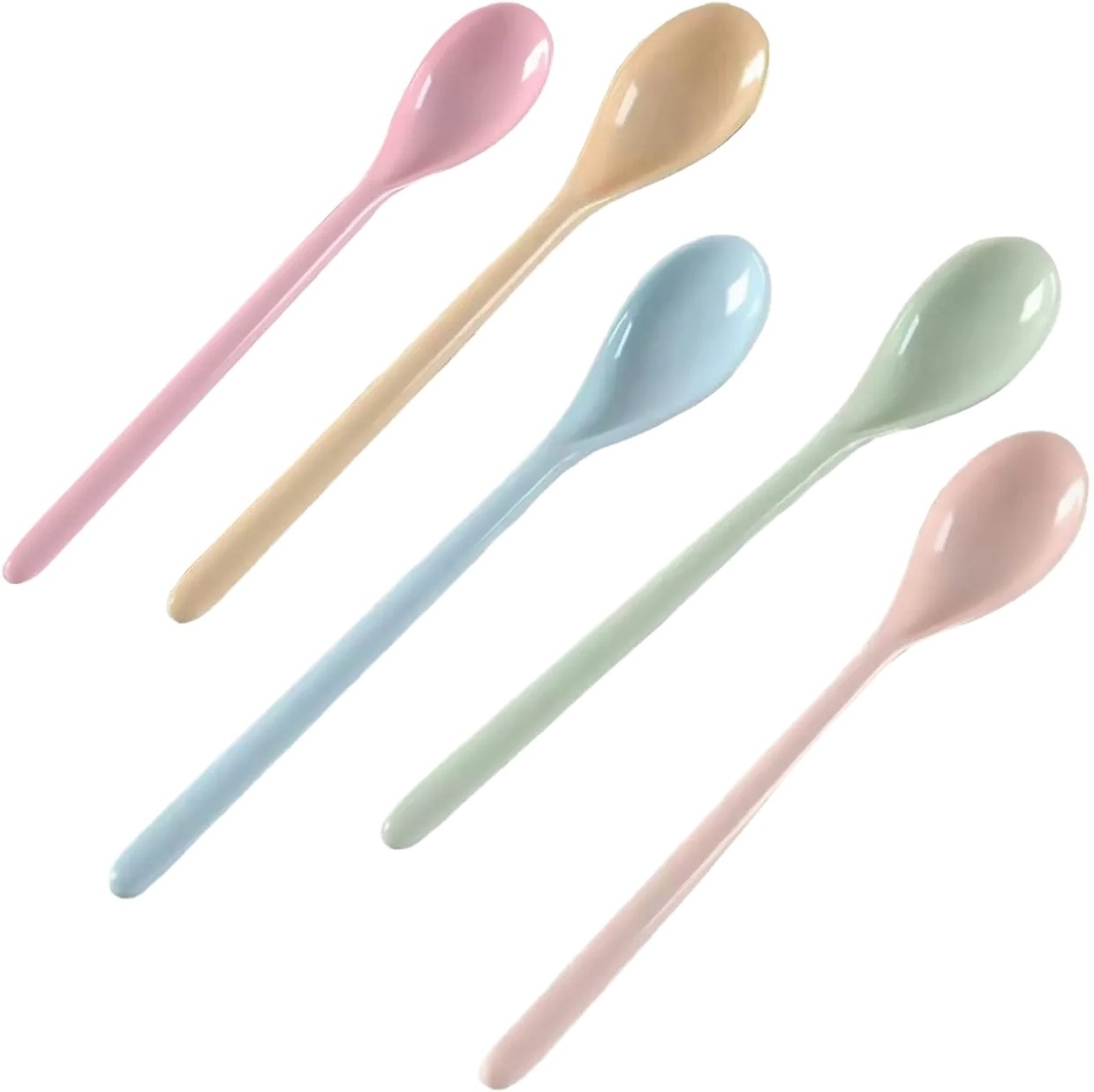 Colorful Plastic Long Handle Mixing Spoons for Cooking Coffee Tea