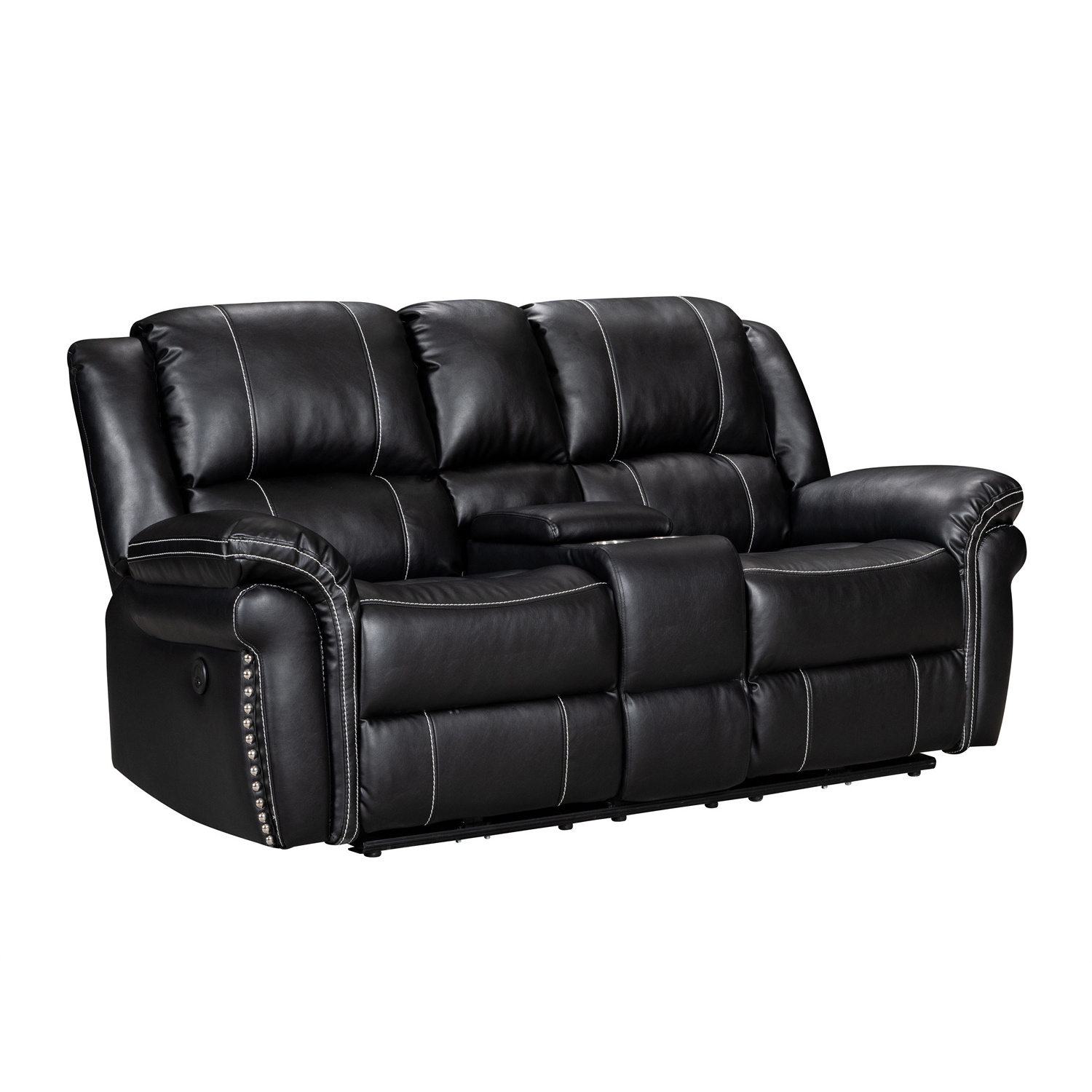 Factory Price Wholesale With Quilted Padded Backrest Pull Tab Upholstered Manual Recliner Sofa