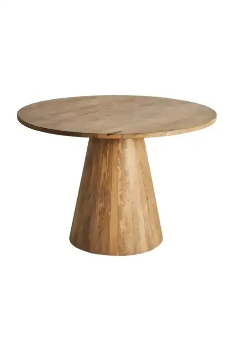 New Style Home Decor Contemporary Solid Wood Round Dining Table with Stylish Wooden Pedestal Base Furniture