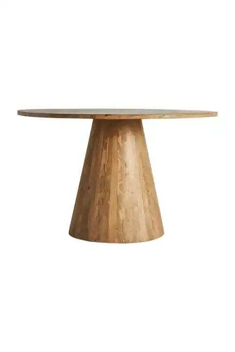 New Style Home Decor Contemporary Solid Wood Round Dining Table with Stylish Wooden Pedestal Base Furniture