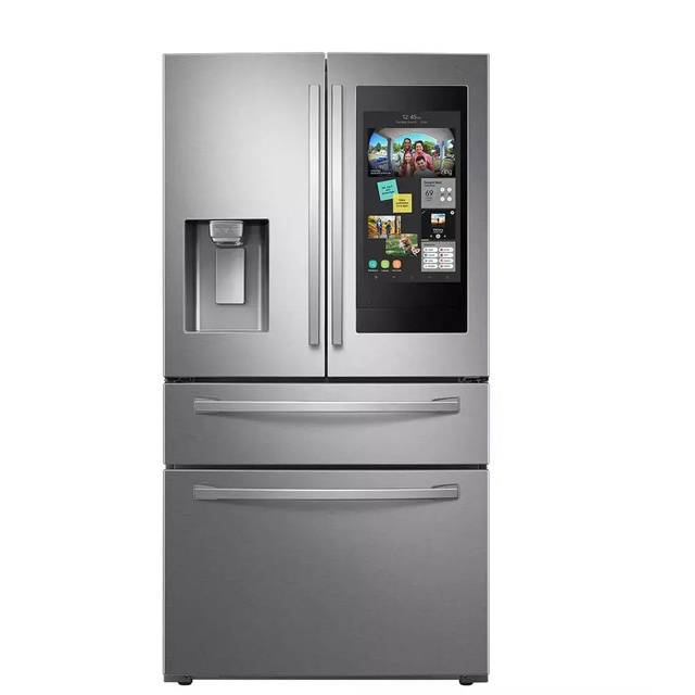 HOT STUFF 28 cu. ft. 4-Door French Door Refrigerator with 21.5'' Touch Screen Family Hub in Stainless Steel