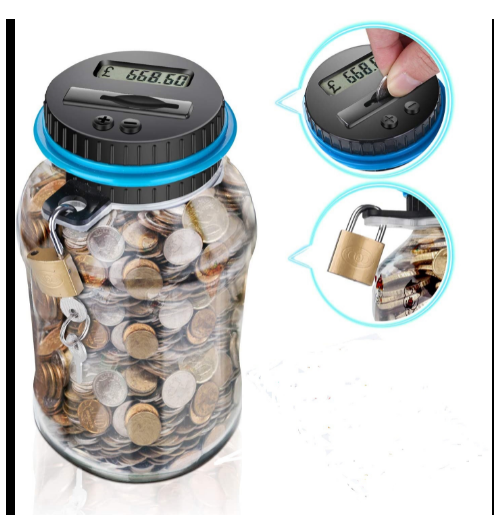 hot sales  piggy   coin bank mony saving jar  with LCD  digital  counter and lock  for kids