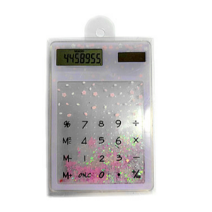 Custom logo Mini 8 Digit Transparent Quicksand Solar Power Thin Pocket screen touch  Calculator as promotion gifts