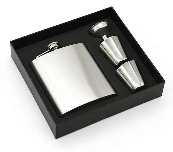 portable 7 OZ  stainless  steel steel whisky  Alcohol    hip flask set  for gift