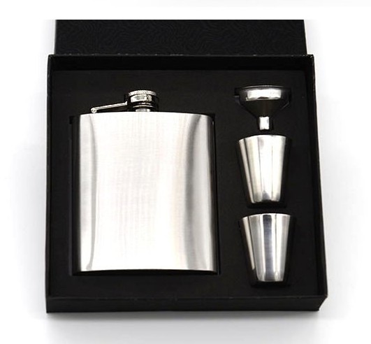 portable 7 OZ  stainless  steel steel whisky  Alcohol    hip flask set  for gift