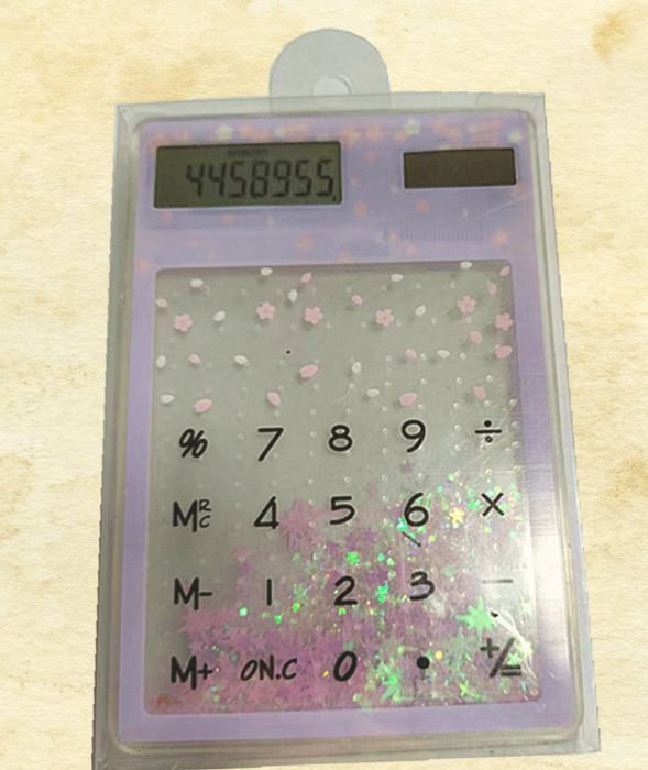 Custom logo Mini 8 Digit Transparent Quicksand Solar Power Thin Pocket screen touch  Calculator as promotion gifts