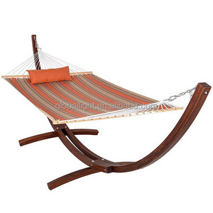 Wooden Curved Arc Hammock Stand with Cotton Rope Hammock