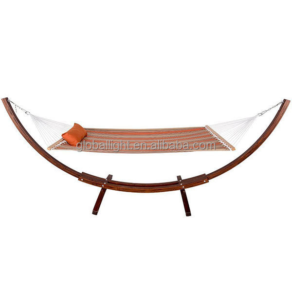 Wooden Curved Arc Hammock Stand with Cotton Rope Hammock