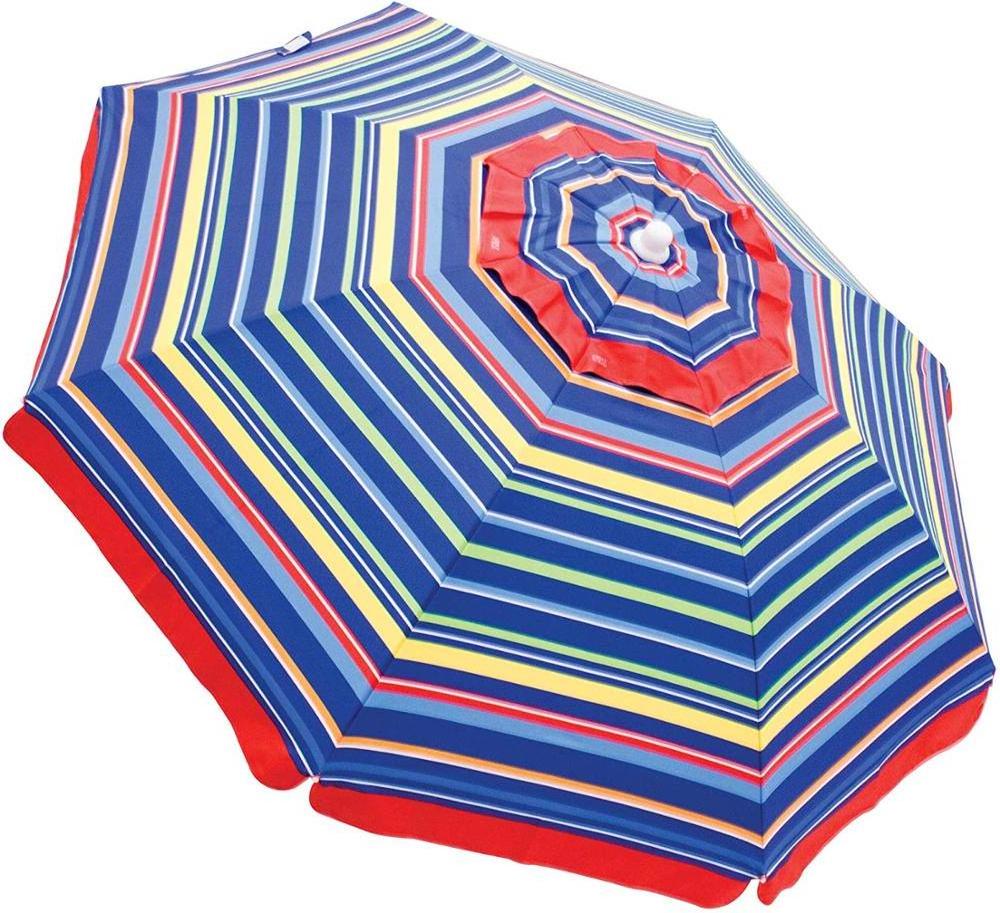 Patio Outdoor Cheap Beach 6-Foot UPF 50+ Pop Surf Stripes Beach Umbrella with Built-in Sand Anchor