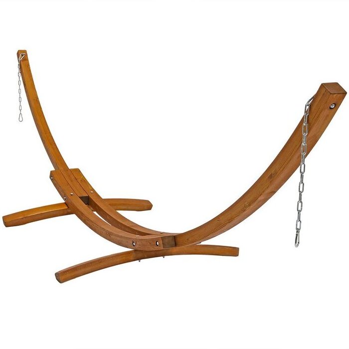 330LBS Weight Capacity Spread Bar Hammock With Wooden ARC Stand for Outdoor Living Space