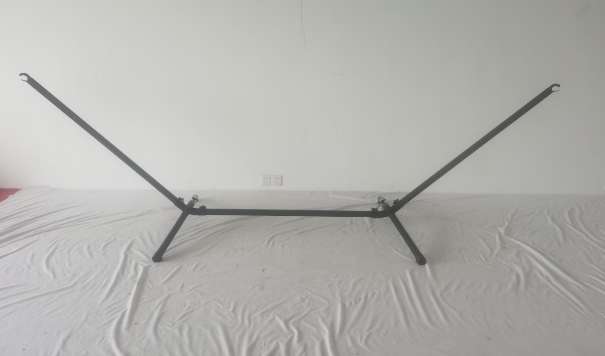 Portable Steel Stand with Hammock with Wooden Bar for Garden, Pool, Beach, Outdoor