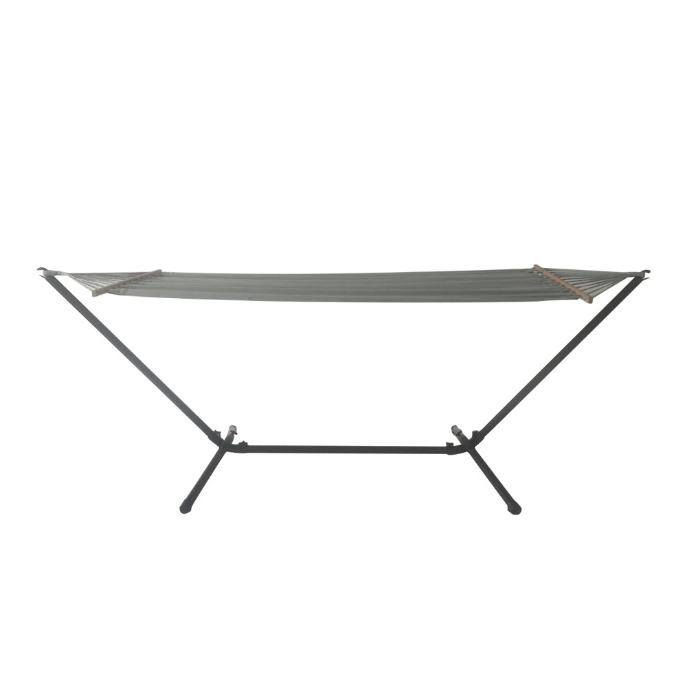 Portable Steel Stand with Hammock with Wooden Bar for Garden, Pool, Beach, Outdoor