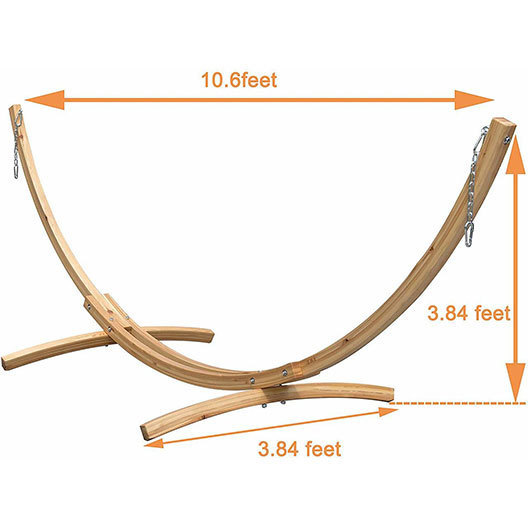 10 Foot Russian Pine Hardwood Arc Frame Hammock Stand with Hooks and Chains