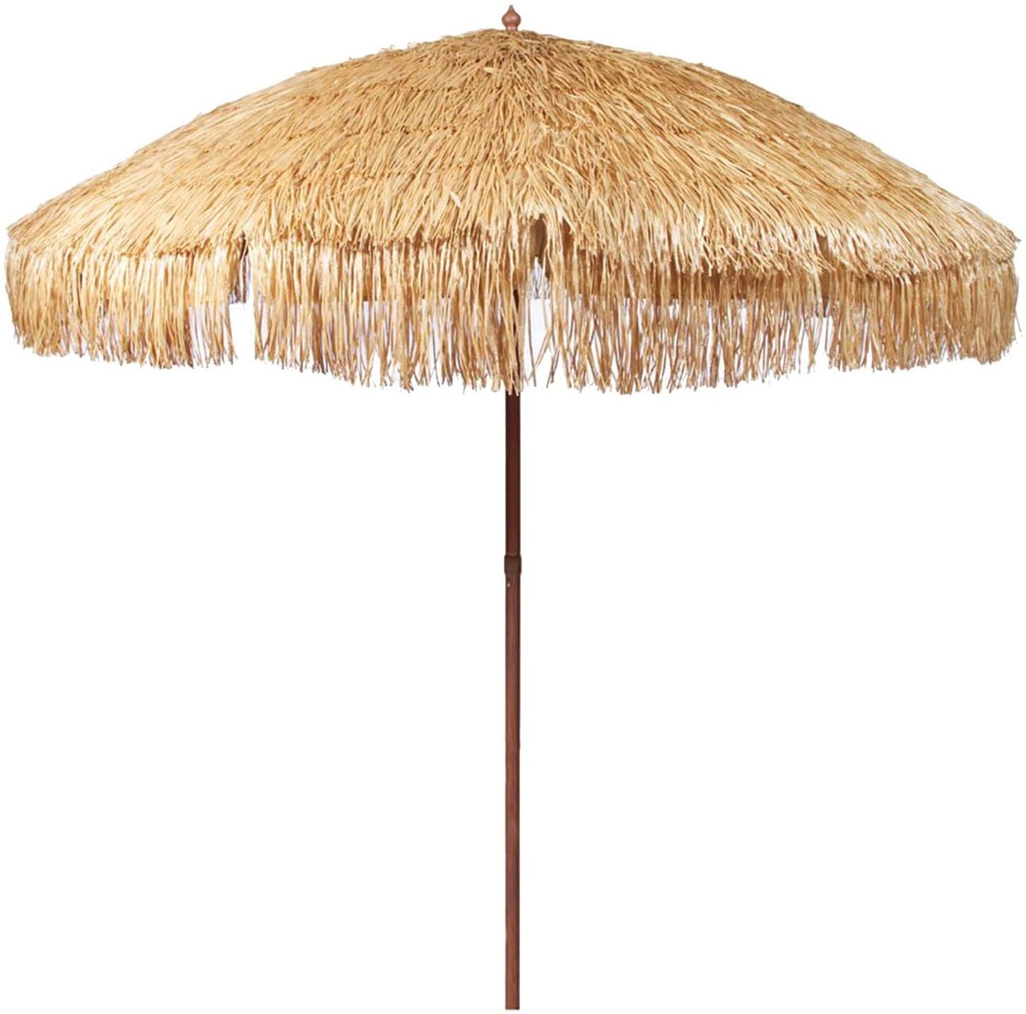 Thatched Patio Tiki Umbrella with Tilt - Tropical Palapa Raffia Tiki Hut Hawaiian Hula Beach Umbrella