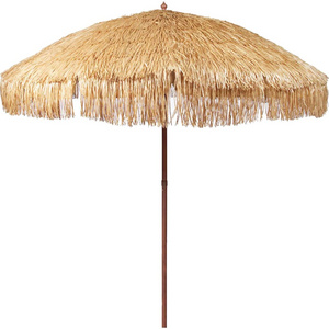 Thatched Patio Tiki Umbrella with Tilt - Tropical Palapa Raffia Tiki Hut Hawaiian Hula Beach Umbrella