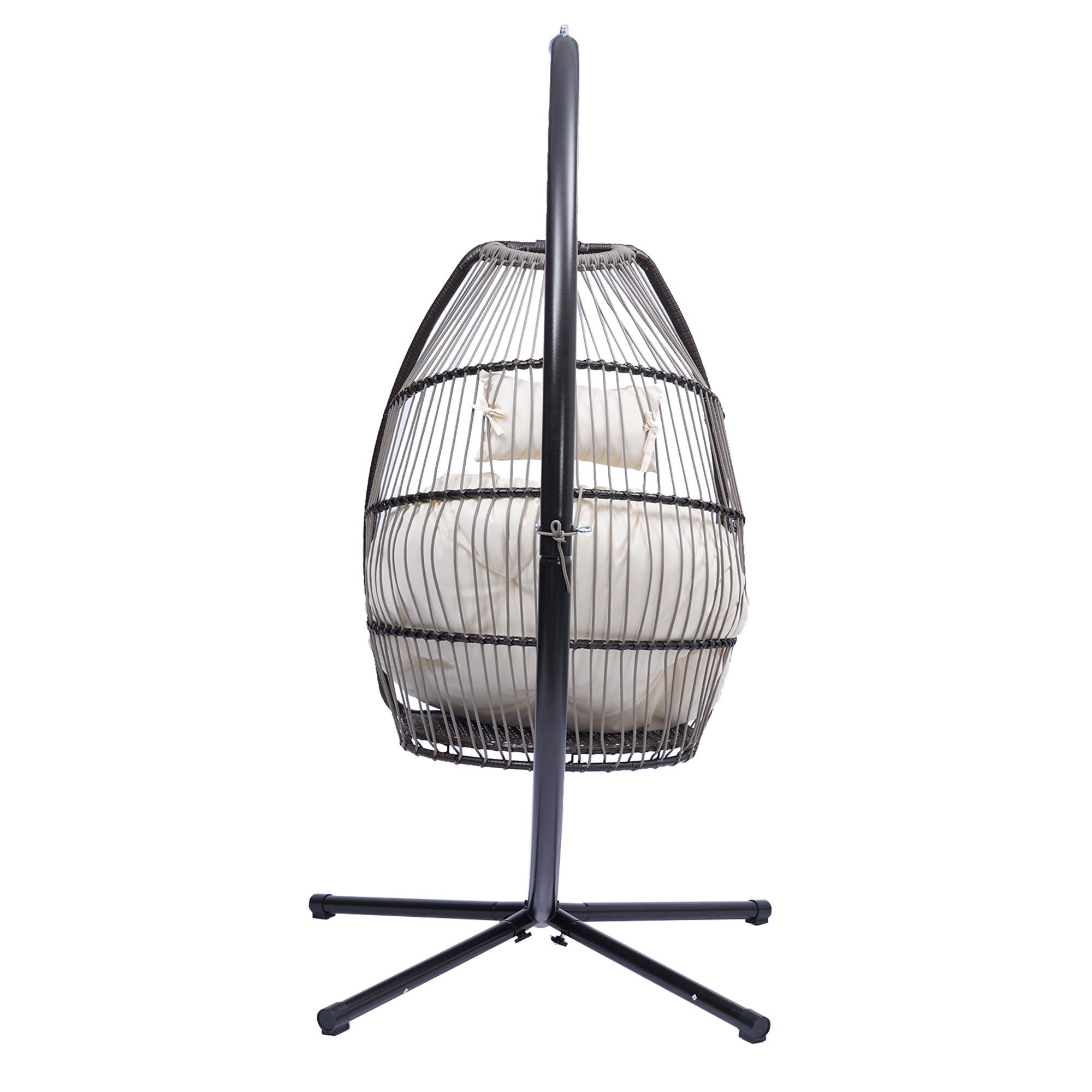 Wicker Folding Hanging Rattan Swing Hammock Egg Chair With C Type Bracket and Cushion And Pillow for Outdoor Patio