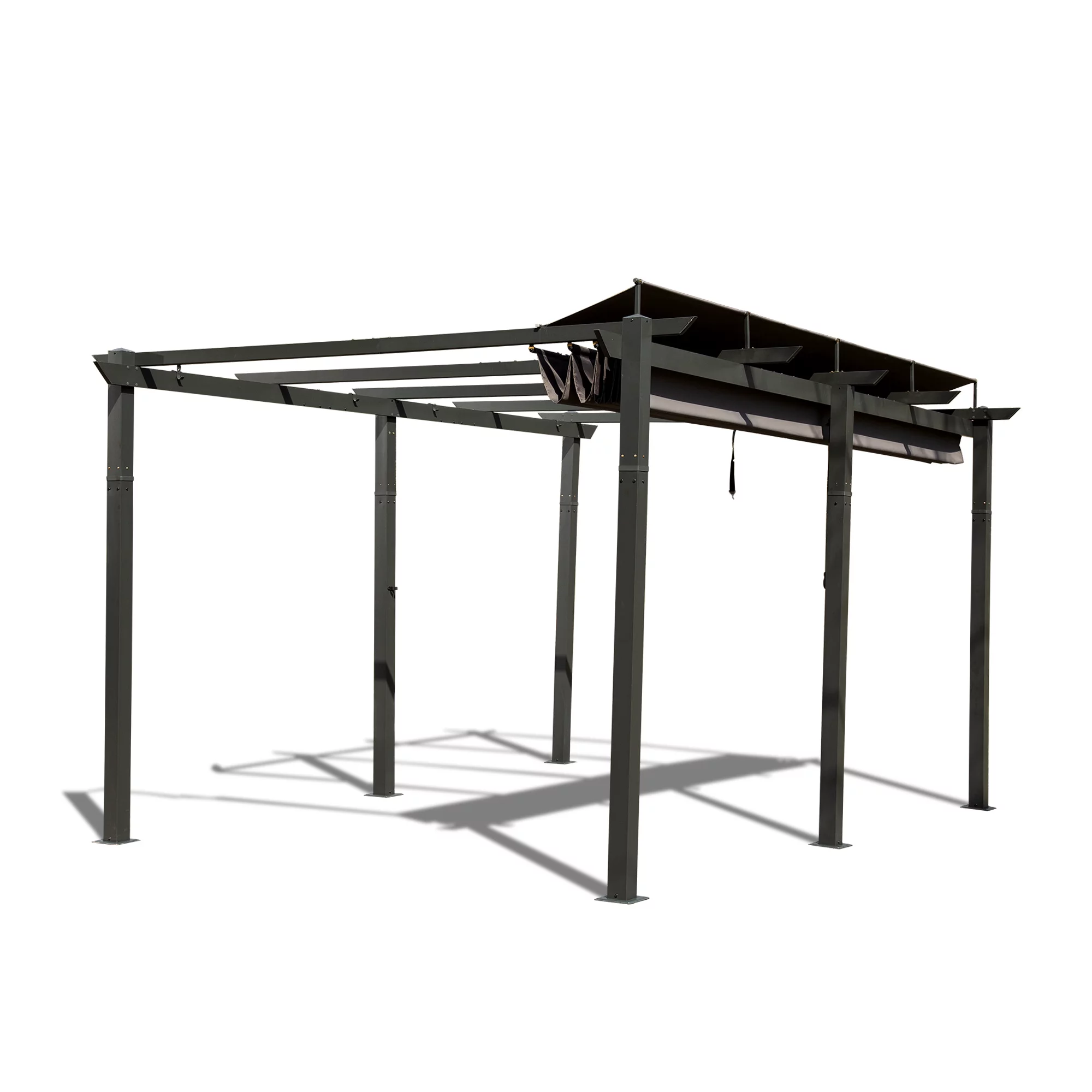 11 X 16ft Outdoor Retractable Pergola with Weather-Resistant Canopy Aluminum Garden Pergola Patio Grill Gazebo for Courtyard