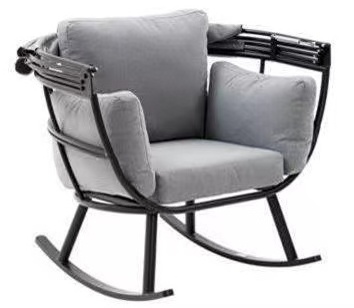 Outdoor Garden Rocked Metal Rocking Chair With Folding Canopy