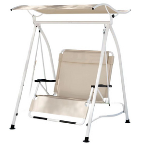 750LBS Capacity Garden Outdoor 2 Seater Beige Lovely Swing Chair with Canopy for Garden, Park, Beach, Pool