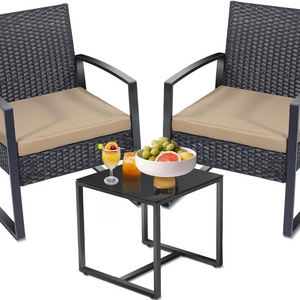 3 Pieces Patio Outdoor Plastic Bistro Furniture Set Conversation Set 2 Chairs Plus Table for Porch,Balcony, Patio