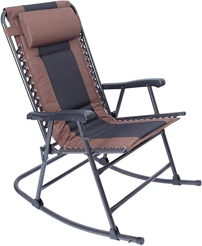 Padded Rocker Lawn Portable Patio Rocking Chair for Camping Porch Yard Garden Indoor, Heavy Duty Supports 300 LBS