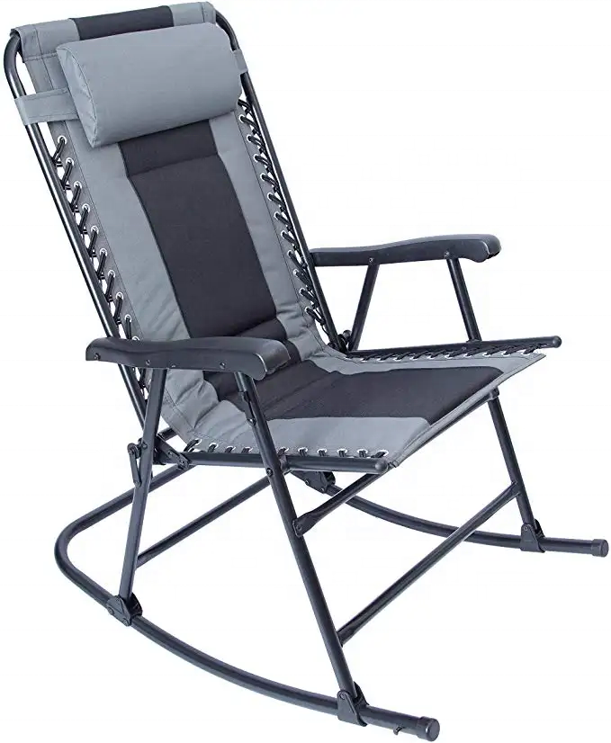 Padded Rocker Lawn Portable Patio Rocking Chair for Camping Porch Yard Garden Indoor, Heavy Duty Supports 300 LBS