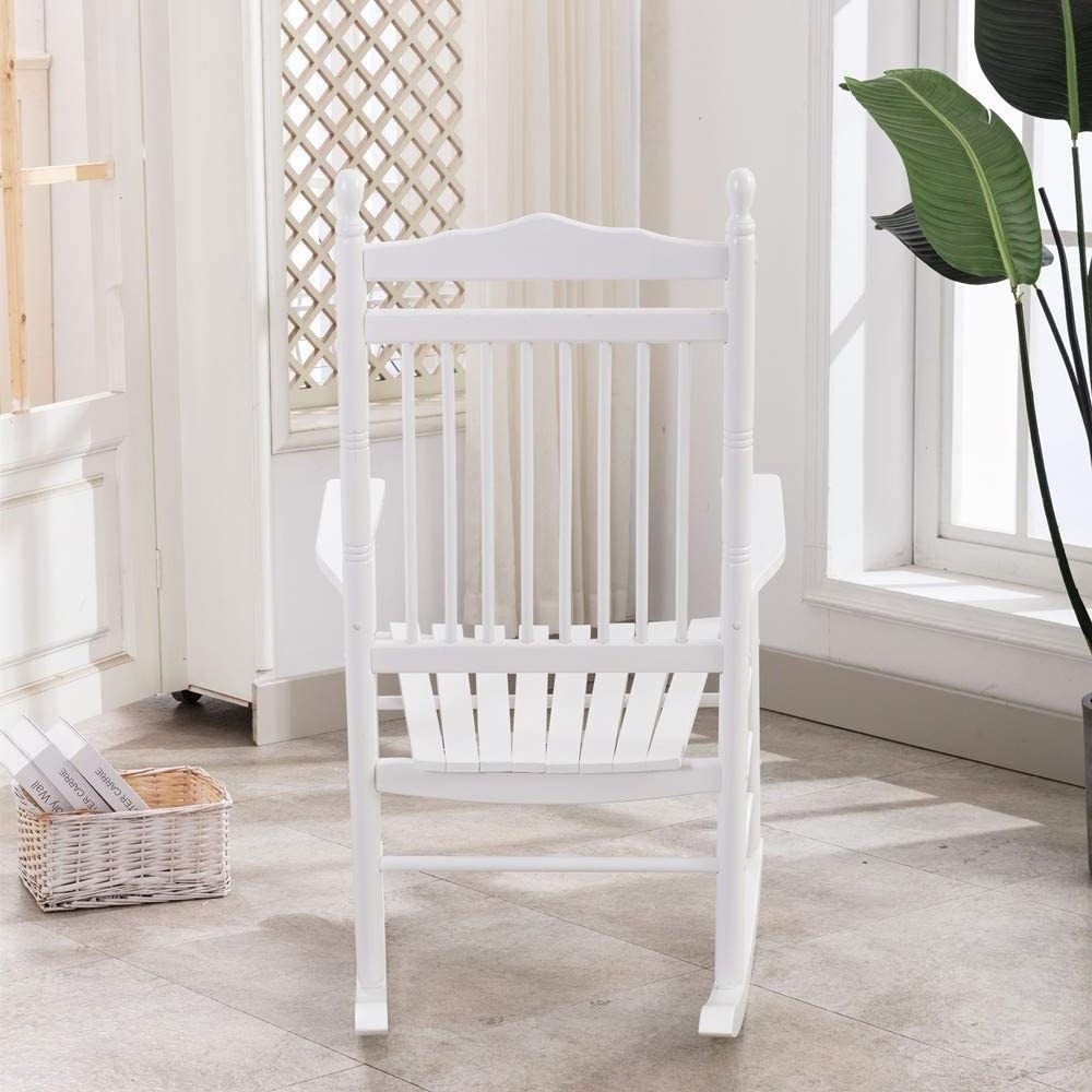 Wooden Rocking Chair Porch Rocker White Outdoor Elegant Indoor