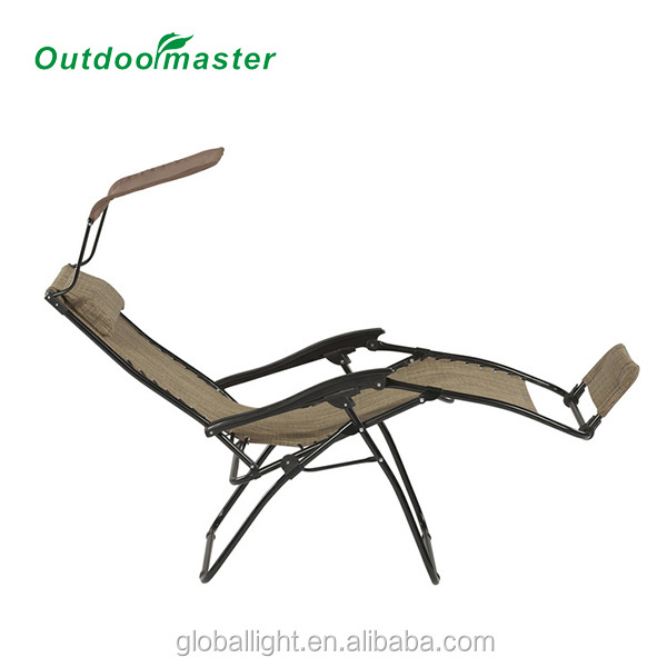 Oversized Lounger Folding Patio Zero Gravity Chair with canopy, footrest, Brown