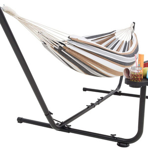 2 People Outdoor Double Hammock with Frame - with Cup and Book Holder