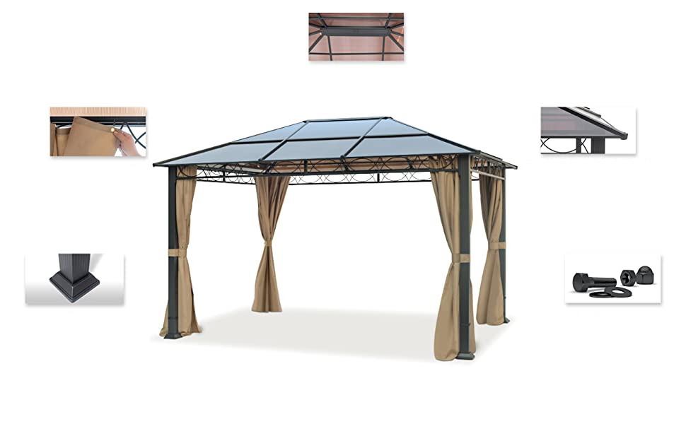 3X4 Luxury Gazebo Garden Gazebo, Garden Marquee, Party Tent - Aluminium and Polycarbonate