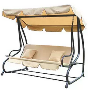 Canopy Awning Porch Swings Bench, Outdoor Chair for Two or Three, Beige