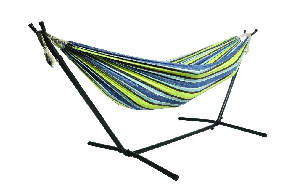 Outdoor Leisure Portable Camping Double Hammock with Steel Stand Set Combo