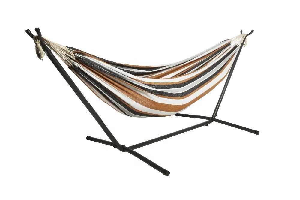 Outdoor Leisure Portable Camping Double Hammock with Steel Stand Set Combo