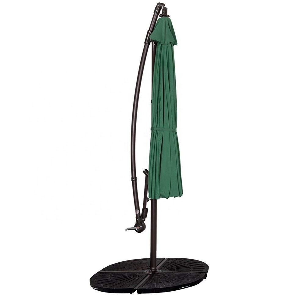 9Feet Outdoor Patio Umbrellas Garden Parasol with Base Sun Cant Offset Umbrella with Fiberglass Umbrella, Dark Green