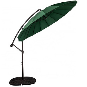 9Feet Outdoor Patio Umbrellas Garden Parasol with Base Sun Cant Offset Umbrella with Fiberglass Umbrella, Dark Green