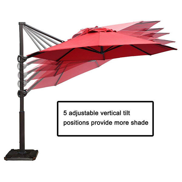 11FT Outdoor Hanging Red Roma Cantilever Umbrella