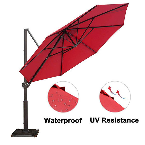 11FT Outdoor Hanging Red Roma Cantilever Umbrella