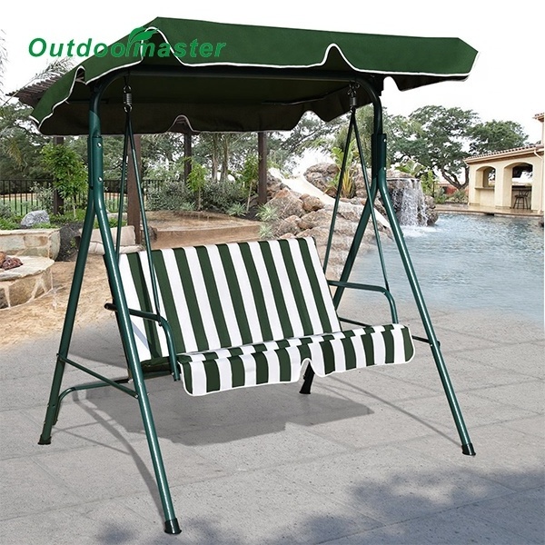 Loveseat Patio Canopy Swing Glider Hammock Chair Cushioned Steel Frame Outdoor Green