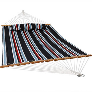 11FT Red Stripe Double Quilted Fabric Hammock with Pillow