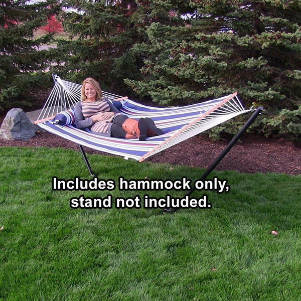 11FT Red Stripe Double Quilted Fabric Hammock with Pillow