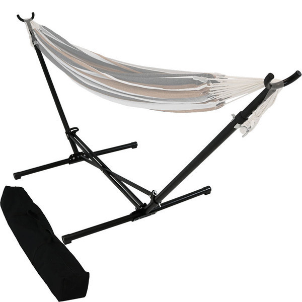 Adjustable Garden Portable Black Steel Folding Hammock Stand