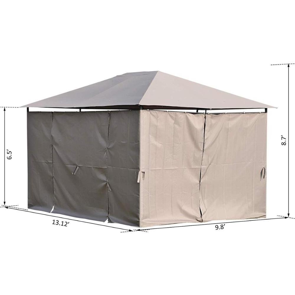 13' x 10' Steel Outdoor Patio Gazebo Pavilion Canopy Tent with Curtains