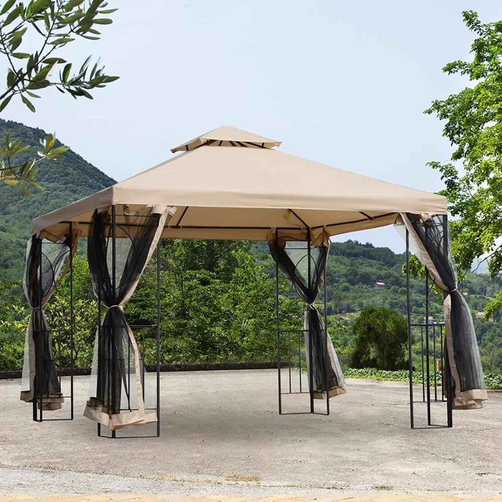 Square Sand Garden Gazebo Metal with Mosquito Netting