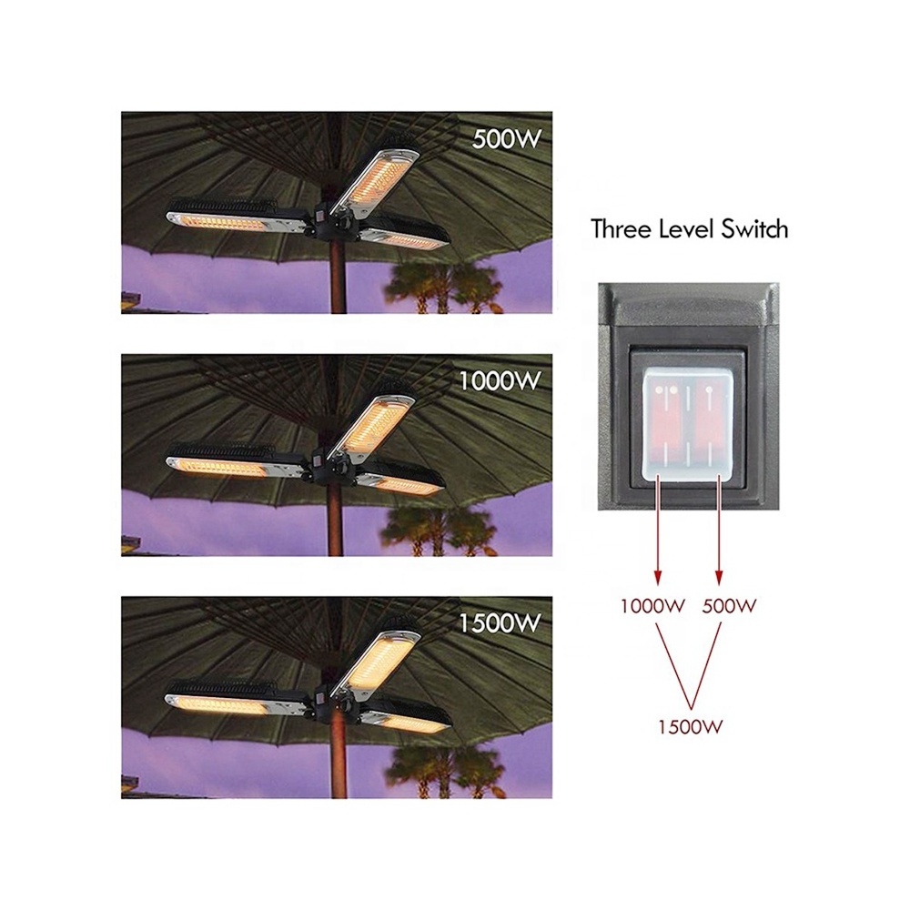 Folding Infrared Patio Umbrella Heater - Black